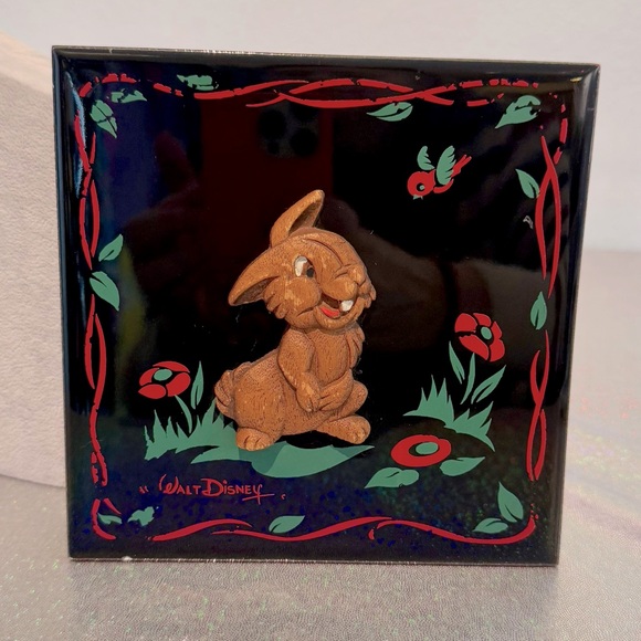 Bambi Thumper Wood & Ceramic Painted Tile Vintage Disney 1950’s 6” X 6” - Picture 3 of 5